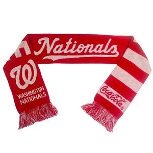 Washington Nationals Coca-Cola Natitude Knit Scarf Red White MLB Fan Fringe